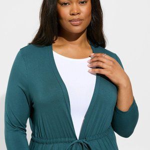 TORRID NWT Super Soft Cardigan 3/4 Sleeve Tie Front Deep Teal